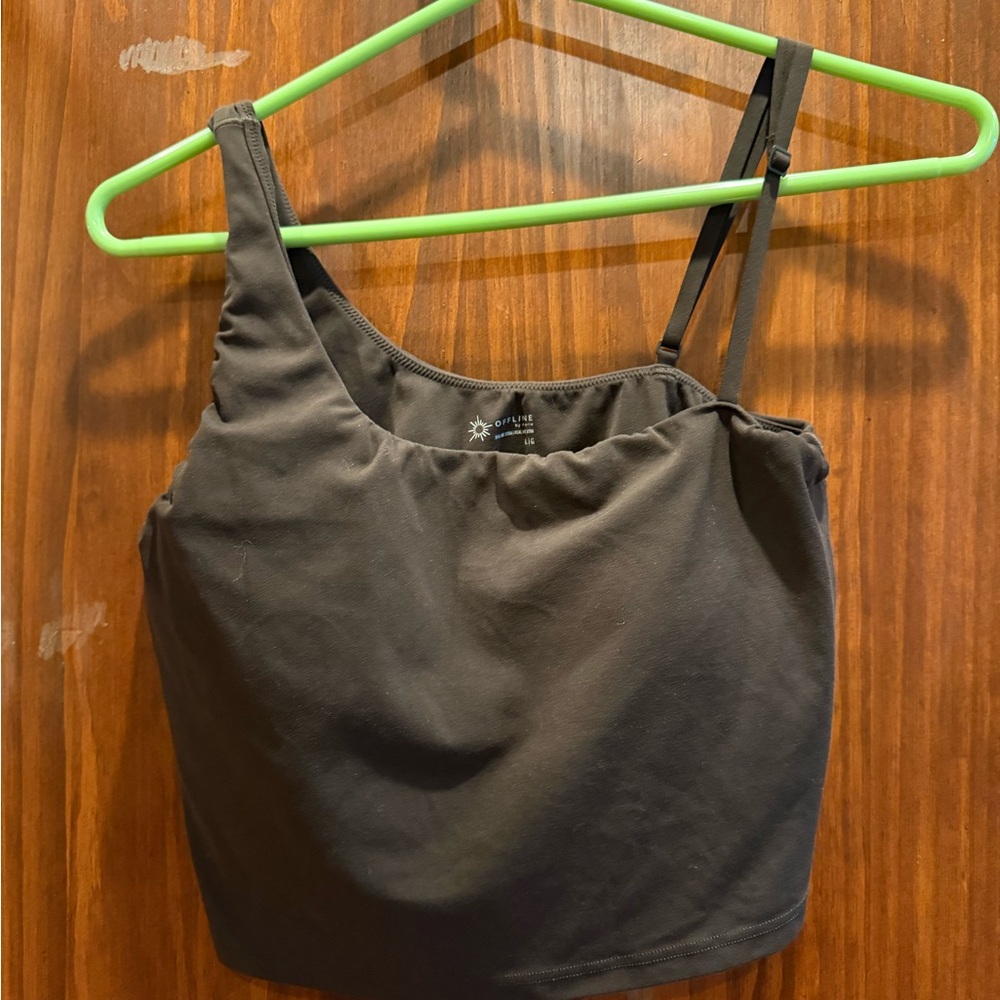 Women’s Brown Asymmetric Strap Tank Top